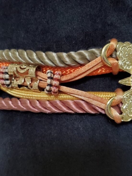 Ornate Gold, Neutral Rope, Black Medalian Statement Belt